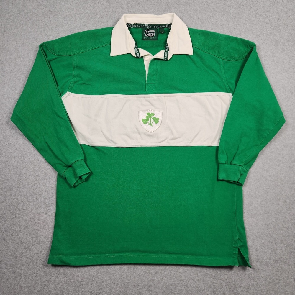 Vintage Ireland Rugby Shirt Mens Large Green Cara Craft Jersey Shamrock Patch